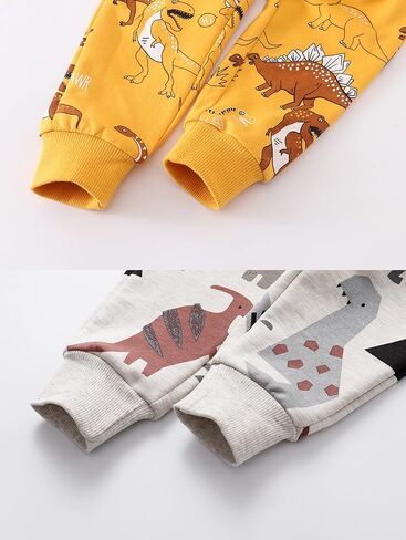 Toddler Baby Boy's Cartoon Print Dinosaur Car Animal Cotton Pants Drawstring Elastic Sweatpant(2-Pack 3-Pack) in Kuwait