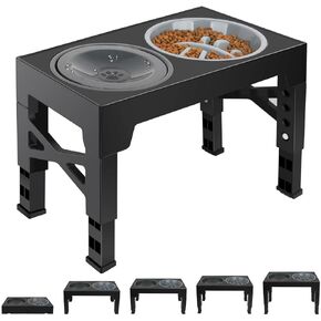 حامل وعاء الكلب القابل للتعديل من بيتيزر، تصميم 2 في 1، 5 خيارات للارتفاع، تغذية بطيئة، قوي ومستقر، سهل التركيب in Kuwait