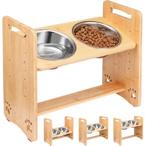 Petbank Elevated Dog Bowls Raised Dog Bowl Stand with 2 Stainless Steel Bowl Set, 6 Adjustable Heights(5.5"-11.4"), 18°Tilt Dog Food Bowls for Large Medium & Small Dogs and Pets in Kuwait