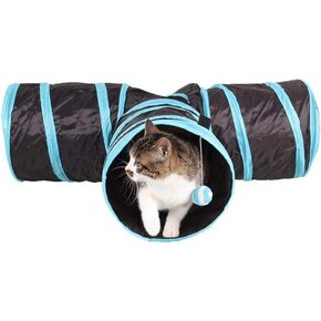 iHOO Cat Tunnels Crinkle Play Toys Collapsible Tube with Ball Maze Cat House Pet Interactive for Cat Puppy Kitten Rabbit 3-Way Tunnel