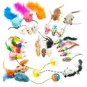 Fashion's Talk Mouse Cat Toys Mixed Bag 27 Assorted Mice Toy for Cats Kitten Catnip,Feather,Furry,Rattle,Plush,Interactive Kitty Toys in Saudi Arabia