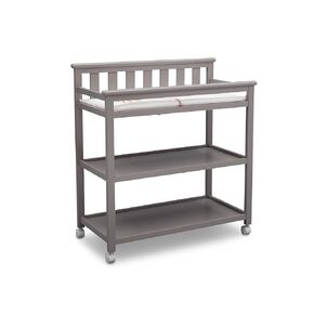 Delta Children Flat Top Changing Table with Wheels and Changing Pad - Greenguard Gold Certified, Bianca White