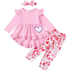 Noubeau Toddler Baby Girl 4th of July Clothes Ruffle Sleeve Boho Shirt Dress Star Stripes Pant Set 3Pcs Summer Outfits