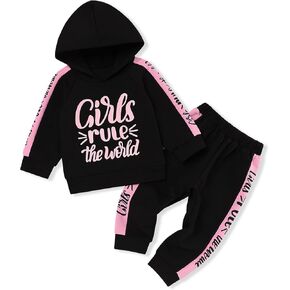 Menglang ملابس طفلة صغيرة ملابس طفلة قصيرة هوديي السراويل الخريف الشتاء البلوز مجموعة لطفلة in Kuwait