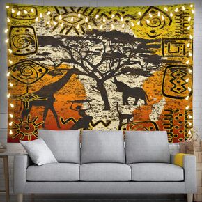 feelacle African Tribe Symbol Tapestry 60" X 40" Africa Map Wall Hanging Party Decorations Home Decor For Bedroom Living Room Dorm (150 X 100cm) in Kuwait