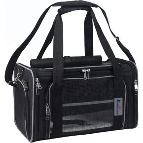 Pet Dog Cat Carrier Bag for Medium Small Dog Cat with Washable Cozy Bed Locking Safety Zipper Shoulder Strap Airline Approved Pet Carrier Portable Collapsible Puppy Carrier Escape Proof