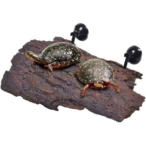 Flushbay Turtle Floating Basking Platform Aquarium Turtle Decorations Artificial Bark Tortoise Climbing Platform with Suction Cups Resting Terrace for Terrapins (Turtle Resting Platform) in Kuwait