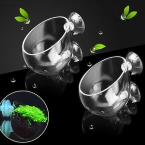 capetsma Aquarium Plant Pot, Glass Fish Tank Plants Holder Aquarium Planter, Aquarium Decoration Plants Cup with 2 Suction Cups for Fish Tank Aquarium Decor Ornament - 1 Pack…
