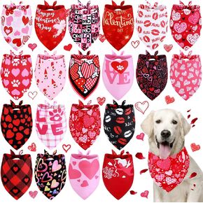 20 Packs Valentine's Day Dog Bandanas Triangle Bandana Triangle Bibs Scarf Reversible Bandana Adjustable Neckerchief Scarf for Dogs Cats Pet (32 x 22 x 22 Inch) in Saudi Arabia