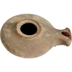 Herodian Ancient Biblical Oil Lamp Replica - Fish Shape and Palm Trees Decorations