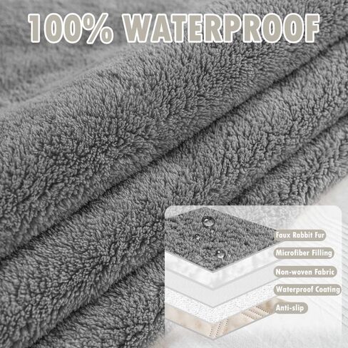 Waterproof & Anti-Slip Washable Faux Fur Dog Bed Cover and Pet Blanket Couch Cover Sofa Pet Bed Mat ，car Incontinence Mattress Protectors Furniture for Most Cats Dogs Pets in Saudi Arabia