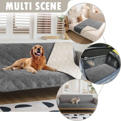 Waterproof & Anti-Slip Washable Faux Fur Dog Bed Cover and Pet Blanket Couch Cover Sofa Pet Bed Mat ，car Incontinence Mattress Protectors Furniture for Most Cats Dogs Pets in Saudi Arabia