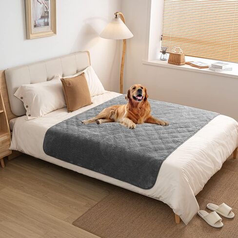 Waterproof & Anti-Slip Washable Faux Fur Dog Bed Cover and Pet Blanket Couch Cover Sofa Pet Bed Mat ，car Incontinence Mattress Protectors Furniture for Most Cats Dogs Pets in Saudi Arabia
