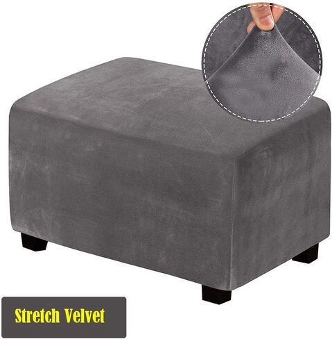 Ottoman Cover Velvet Plush Stretch Ottoman Slipcover High Stretch Velvet Foot Stool Protector Cover for Footrest Ottoman Camel in Saudi Arabia