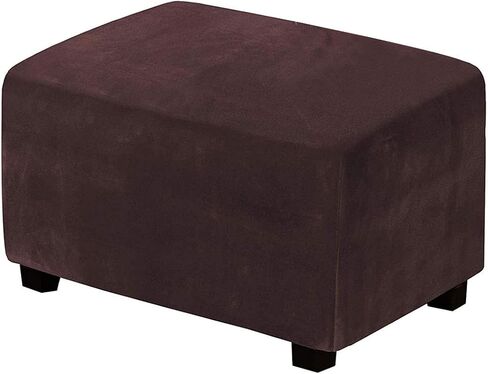 Ottoman Cover Velvet Plush Stretch Ottoman Slipcover High Stretch Velvet Foot Stool Protector Cover for Footrest Ottoman Camel in Saudi Arabia