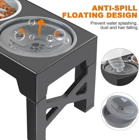 حامل وعاء الكلب القابل للتعديل من بيتيزر، تصميم 2 في 1، 5 خيارات للارتفاع، تغذية بطيئة، قوي ومستقر، سهل التركيب in Kuwait