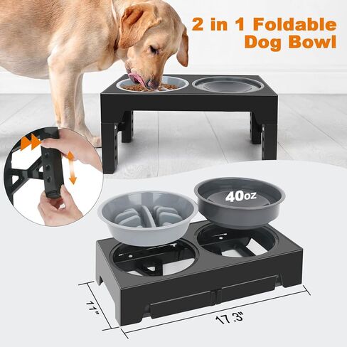 حامل وعاء الكلب القابل للتعديل من بيتيزر، تصميم 2 في 1، 5 خيارات للارتفاع، تغذية بطيئة، قوي ومستقر، سهل التركيب in Kuwait