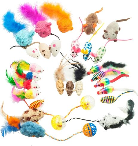 Fashion's Talk Mouse Cat Toys Soft Plush Catnip Mice Assorted Style Variety Pack 32 Count in Kuwait