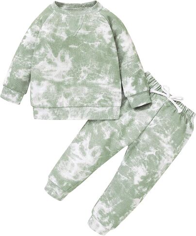 HAPPYMA Toddler Baby Girl Pants Sets Solid Color Long Sleeve Blouse Top + Pants Fall Outfits 2PCS Winter Newborn Clothes in Kuwait