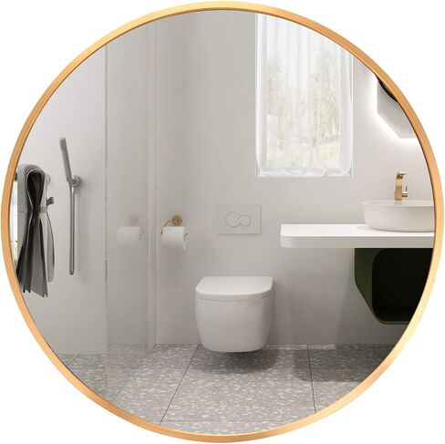 LFT HUIMEI2Y Wall Circle Mirror Large Round 32Inch Black Metal Frame Wall Mounted Circle Mirror for Bathroom, Living Room, Dining Room, Make Up Vanity Mirror, Entryway Mirror in Kuwait