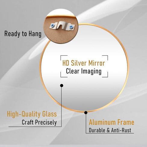 LFT HUIMEI2Y Wall Circle Mirror Large Round 32Inch Black Metal Frame Wall Mounted Circle Mirror for Bathroom, Living Room, Dining Room, Make Up Vanity Mirror, Entryway Mirror in Kuwait