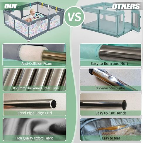 قفص لعب للاطفال من ييمي، اقلام لعب 71×59 انش للاطفال الصغار، ساحة لعب للاطفال، قلم لعب للاطفال في الهواء الطلق والمنزل، ساحة لعب مضادة للسقوط - رمادي in Kuwait