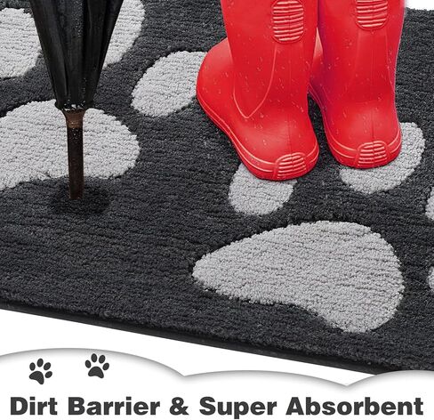 سجادة باب داخلية من Kmson، سجادة مدخل قابلة للغسل في الغسالة، غير قابلة للانزلاق/الانزلاق، سجادة مصيدة الأوساخ من الألياف الدقيقة عالية الامتصاص للباب الأمامي، والباب الخلفي، والأحذية الرطبة الموحلة والأقدام - 60.96 سم × 91.44 سم، رمادي داكن in Kuwait