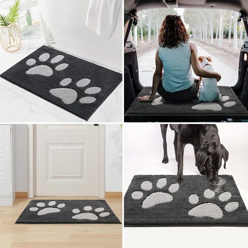 سجادة باب داخلية من Kmson، سجادة مدخل قابلة للغسل في الغسالة، غير قابلة للانزلاق/الانزلاق، سجادة مصيدة الأوساخ من الألياف الدقيقة عالية الامتصاص للباب الأمامي، والباب الخلفي، والأحذية الرطبة الموحلة والأقدام - 60.96 سم × 91.44 سم، رمادي داكن in Kuwait