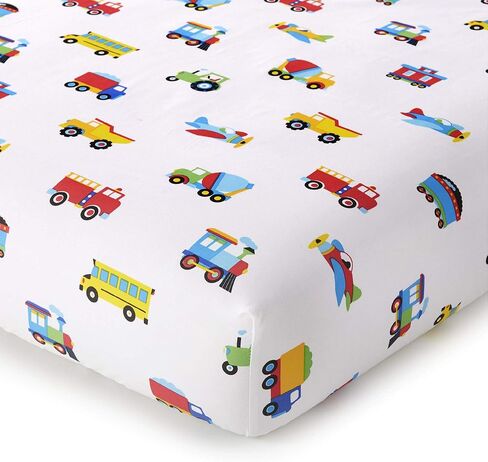 Wildkin 100% Cotton Flannel Crib Sheet – Soft & Breathable Fitted Sheet - Trains, Planes, and Trucks in Saudi Arabia