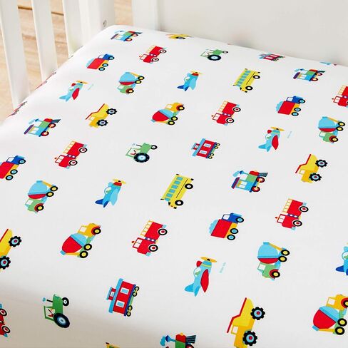 Wildkin 100% Cotton Flannel Crib Sheet – Soft & Breathable Fitted Sheet - Trains, Planes, and Trucks in Saudi Arabia