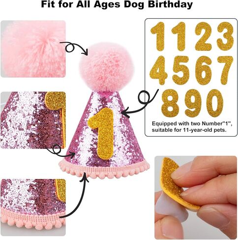 GAGILAND Dog Birthday Party Supplies Bandana Hat Banner Set Boy Girl Cute Bow Tie Scarf Dog Birthday Decorations (Pink，Dog Girl) in Saudi Arabia