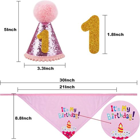 GAGILAND Dog Birthday Party Supplies Bandana Hat Banner Set Boy Girl Cute Bow Tie Scarf Dog Birthday Decorations (Pink，Dog Girl) in Saudi Arabia