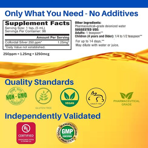 Natural Path Silver Wings Colloidal Silver 250ppm 16oz - Premium Glass Bottle - Amber Color Means Higher Concentration Than Clear Silver Liquids - Natural Mineral Supplement (1250mcg) in Saudi Arabia