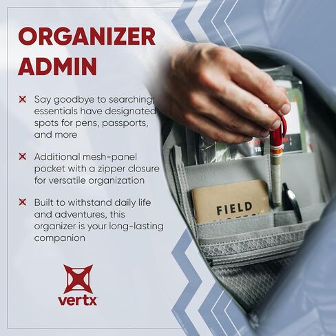 Vertx Admin Organizer Multi Pocket for Backpack, Bag Organization, Hook and Loop Attachment, Grey - One Size in Saudi Arabia
