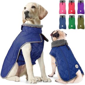 Fragralley Dog Coat, Waterproof Windproof Dog Winter Coat, Reflective Dog Cold Weather Coats with Harness Hole, Dog Warm Fleece Jacket Vest for Small Medium Large Puppy Clothes, Ideal Dog Gifts