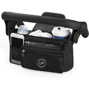 Universal Stroller Organizer - Insulated Stroller Cup Holder Detachable Front Bag With Shoulder Strap - Smart Parent Stroller Bag Organizer - Compact Design Fits Most Baby Stroller Pet Stroller (Gray)