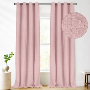 RHF Blackout Curtains 84 Inch Length 2 Panels Set, Primitive Linen Look, 100% Blackout Curtains Linen Blackout Curtains, Grommet Curtains for Living Room, Burlap Curtains-(50x84, Black) in Kuwait