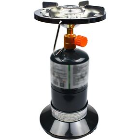Propane Stove Portable Camping Gas Stove 10,000 BTU Bottletop Single Adjustable Burner with 1 lb Tank Base Carrying Case Great for Emergencies Outdoor (Gas Stove & Base (Set-2))
