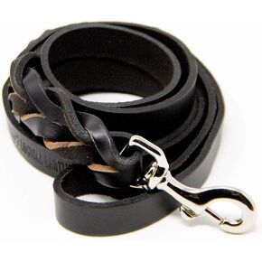 Logical Leather 6 Foot Braided Dog Leash - Heavy Duty Full Grain Leather Lead; Best for Training - Tan