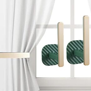 Gold Curtain Holders Self Adhesive Curtain Holdbacks, L Shaped Curtain Tiebacks Curtain Hooks for Drapes Nordic Style Curtain Ties for Wall, Tie Backs for Home Office Curtains Decor 2 Pack（Green） in Kuwait