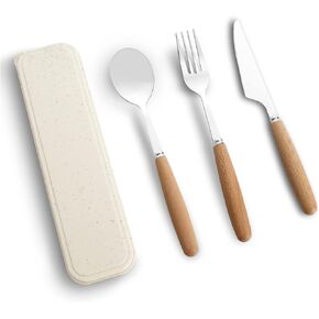 Reusable Travel Utensils with Case, 4pcs Portable Cutlery Set, Knives Fork and Spoon Set for Lunch Box, Portable Silverware Set for Travel Camping Picnic Hiking Office