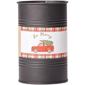 Farmhouse Christmas Candles Richly Scented 1-Wick 12oz Tin Can Holiday Favorites (Black Tin Can - Citrus Fir)