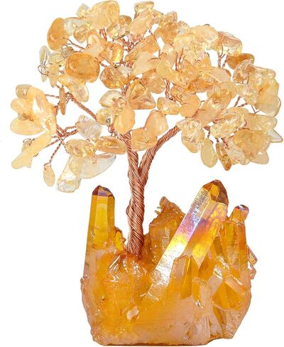 Multicolor Crystal Tree Chakra Feng Shui Tree Titanium Quartz Cluster Base Gemstone Crystals Bonsai Money Tree for Wealth and Luck in Saudi Arabia