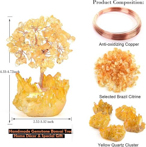 Multicolor Crystal Tree Chakra Feng Shui Tree Titanium Quartz Cluster Base Gemstone Crystals Bonsai Money Tree for Wealth and Luck in Saudi Arabia