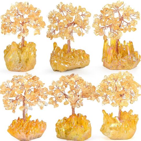 Multicolor Crystal Tree Chakra Feng Shui Tree Titanium Quartz Cluster Base Gemstone Crystals Bonsai Money Tree for Wealth and Luck in Saudi Arabia