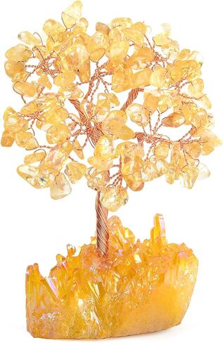 Multicolor Crystal Tree Chakra Feng Shui Tree Titanium Quartz Cluster Base Gemstone Crystals Bonsai Money Tree for Wealth and Luck in Saudi Arabia