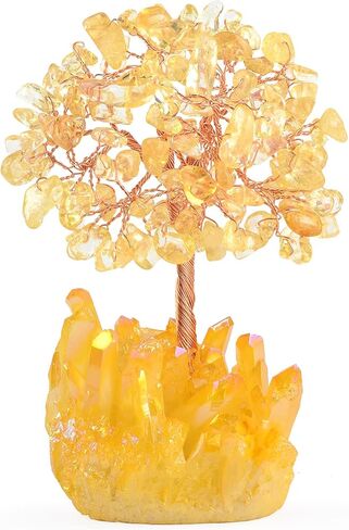 Multicolor Crystal Tree Chakra Feng Shui Tree Titanium Quartz Cluster Base Gemstone Crystals Bonsai Money Tree for Wealth and Luck in Saudi Arabia