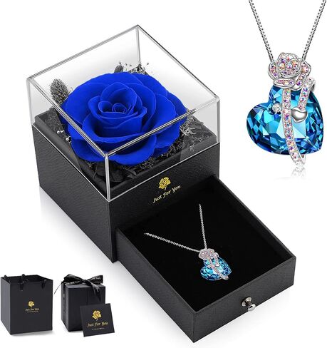 أفكار هدايا للنساء من S SIVERY لعيد الميلاد، هدية وردة حقيقية محفوظة للأبد مع قلادة، هدايا حب مع مجوهرات لصديقتها وزوجته وعيد الأم وعيد ميلاد عيد الحب والذكرى السنوية لحفل الزفاف in Kuwait