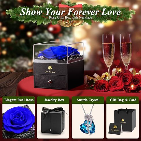أفكار هدايا للنساء من S SIVERY لعيد الميلاد، هدية وردة حقيقية محفوظة للأبد مع قلادة، هدايا حب مع مجوهرات لصديقتها وزوجته وعيد الأم وعيد ميلاد عيد الحب والذكرى السنوية لحفل الزفاف in Kuwait