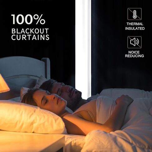 RHF Blackout Curtains 84 Inch Length 2 Panels Set, Primitive Linen Look, 100% Blackout Curtains Linen Blackout Curtains, Grommet Curtains for Living Room, Burlap Curtains-(50x84, Black) in Kuwait